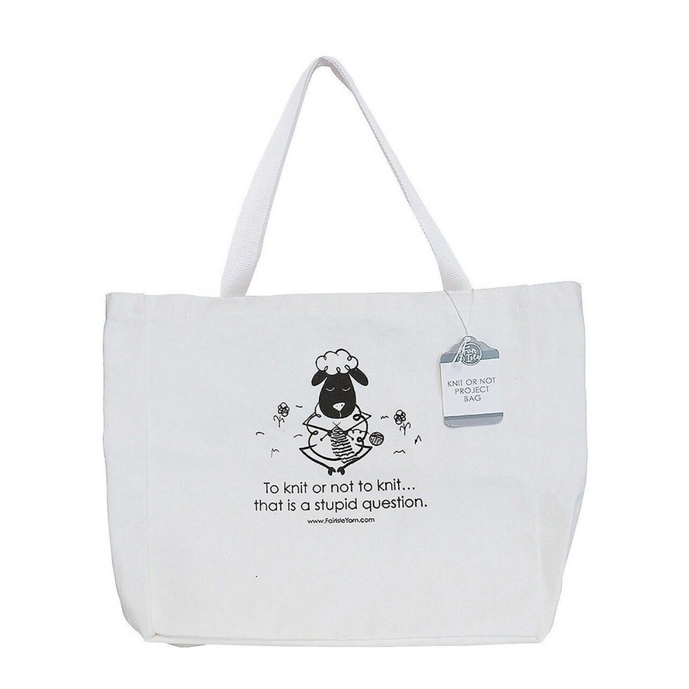 Fair Isle Canvas Tote Bag-To Knit Or Not To Knit